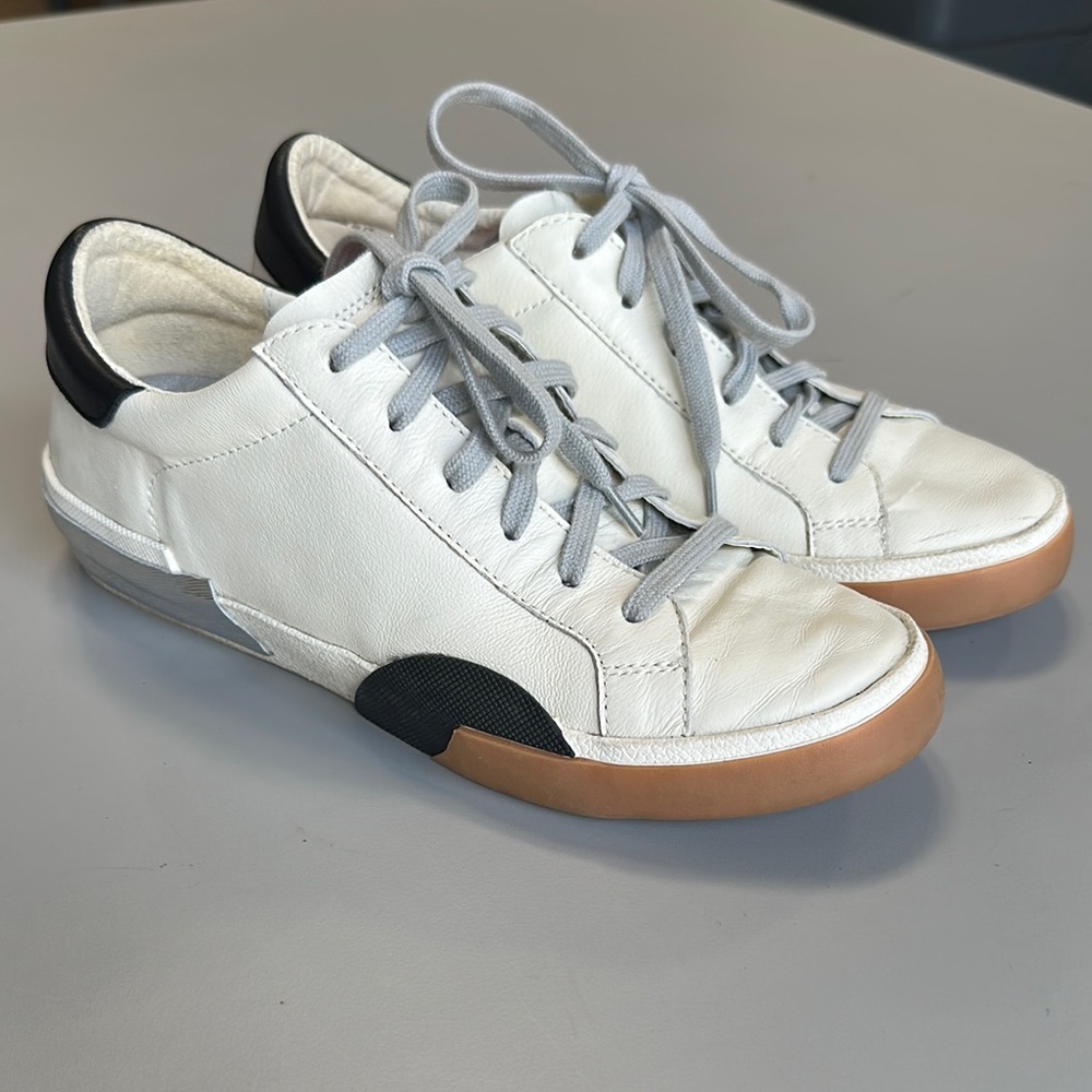White and Black Leather Sneakers